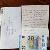 Carta del cliente que olvidó pagar su consumición