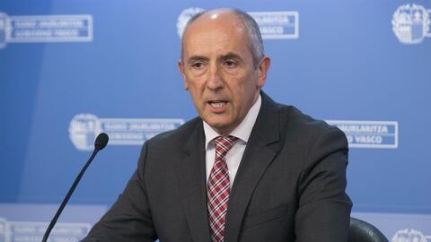 El portavoz del Gobierno Vasco, Josu Erkoreka, durante la rueda de prensa que ha ofrecido hoy tras la reuni&oacute;n semanal del Consejo