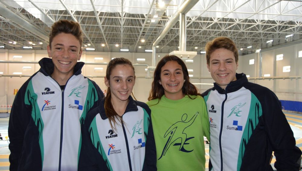 Los cuatro atletas del Juventud Atlética Elche que disputaron el Nacional Cadete.
