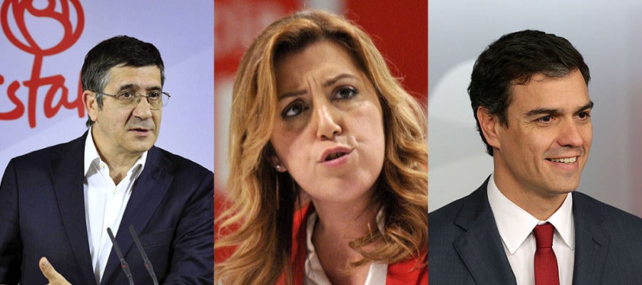 Patxi López, Susana Díaz y Pedro Sánchez