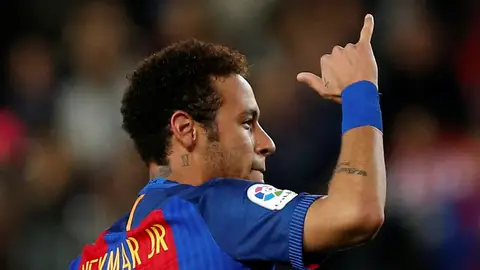 Neymar, celebrando un gol con el Barcelona Neymar, celebrando un gol con el Barcelona