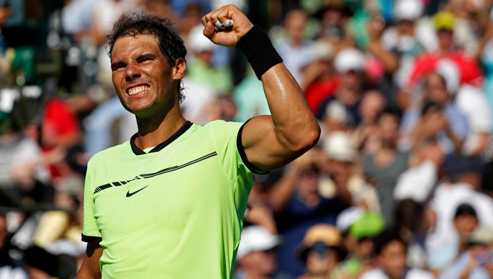 Rafa Nadal celebra su victoria en el Open de Miami