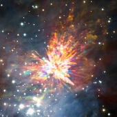 Fuegos artificiales por la colision de dos jovenes estrellas