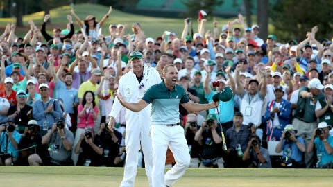 Sergio Garc&iacute;a celebra su hist&oacute;rico triunfo en el Masters de Augusta