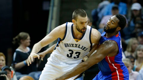 Marc Gasol, en acci&oacute;n ante los Detroit Pistons