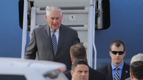 El secretario de Estado de EEUU, Rex Tillerson, a su llegada a Mosc&uacute; para reunirse con Lavrov