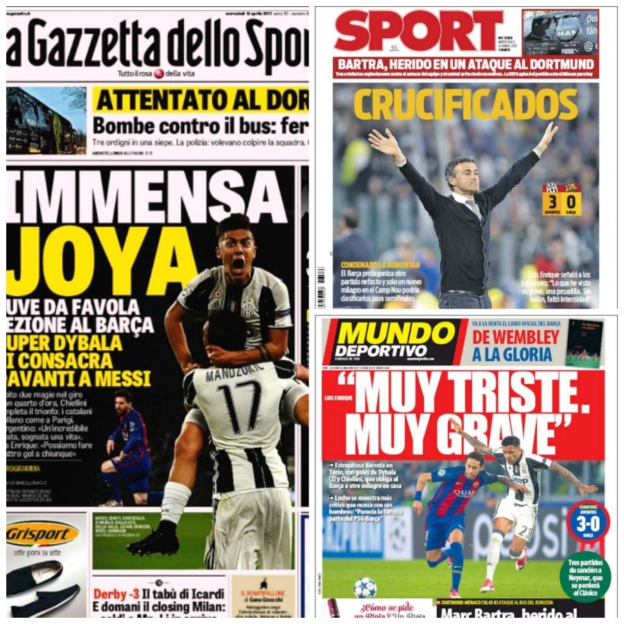 Éxtasis en Italia y decepción en España: Así vienen los diarios deportivos tras un "nuevo desastre" del Barcelona Éxtasis en Italia y decepción en España: Así vienen los diarios deportivos tras un "nuevo desastre" del Barcelona