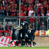 El Real Madrid celebra un gol al Bayern