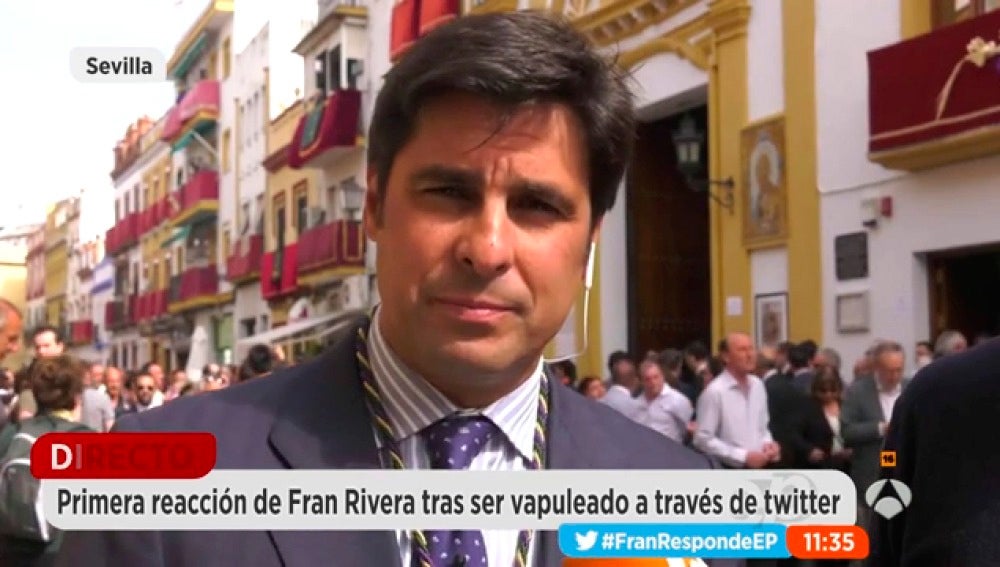Fran Rivera pide perdón por su comentario hacia los antitaurinos: "No es mi intención molestar con lo de las duchitas" Fran Rivera pide perdón por su comentario hacia los antitaurinos: "No es mi intención molestar con lo de las duchitas"