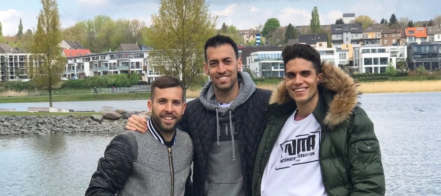 Alba, Busquets y Bartra en Dortmund Alba, Busquets y Bartra en Dortmund