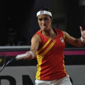 Silvia Soler, durante su partido contra Mladenovic Silvia Soler, durante su partido contra Mladenovic