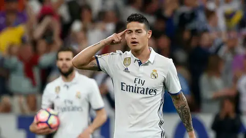 James Rodríguez celebrando un gol James Rodríguez celebrando un gol
