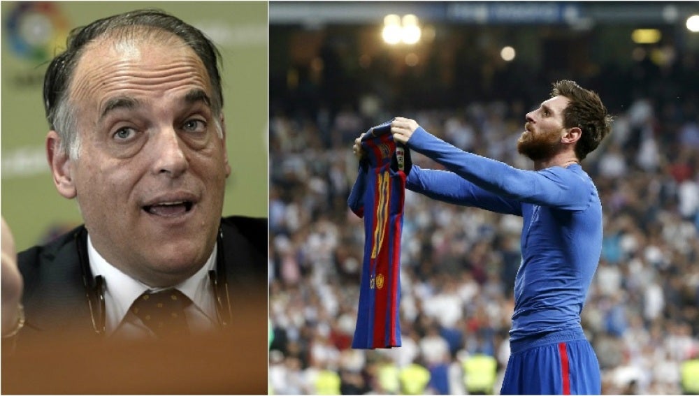 Javier Tebas valora la celebración de Messi en el Bernabéu