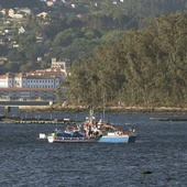 Imagen de una embarcación de la Guardia Civil junto a varias bateas Imagen de una embarcación de la Guardia Civil junto a varias bateas