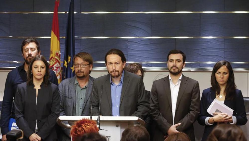 Pablo Iglesias durante la rueda de prensa