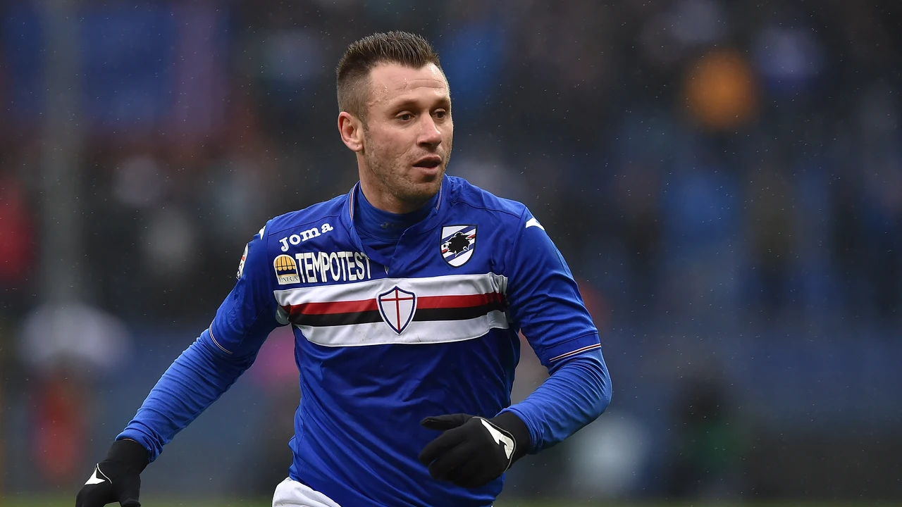 Antonio Cassano en un partido con la Sampdoria
