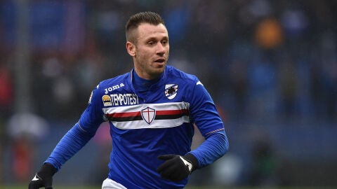 Antonio Cassano en un partido con la Sampdoria