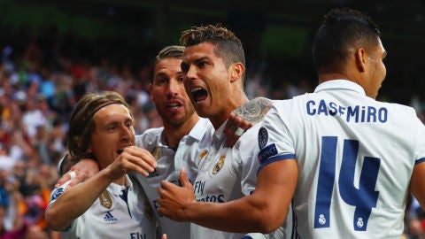 Cristiano Ronaldo celebrando un gol al Atl&eacute;tico de Madrid