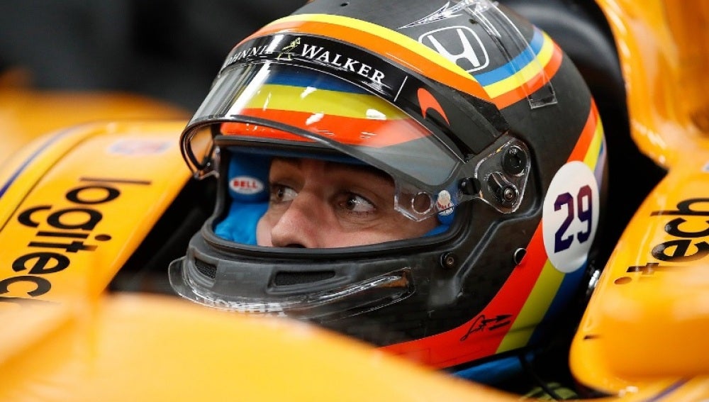 Fernando Alonso, en su monoplaza de la Indy 500