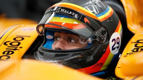 Fernando Alonso, en su monoplaza de la Indy 500