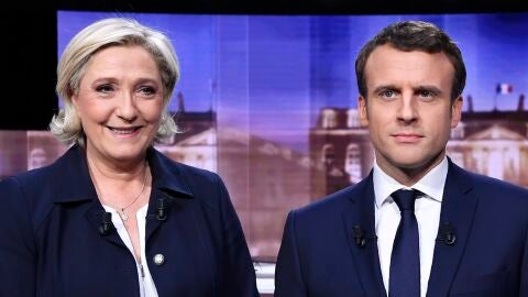 Marine Le Pen y Emmanuel Macron