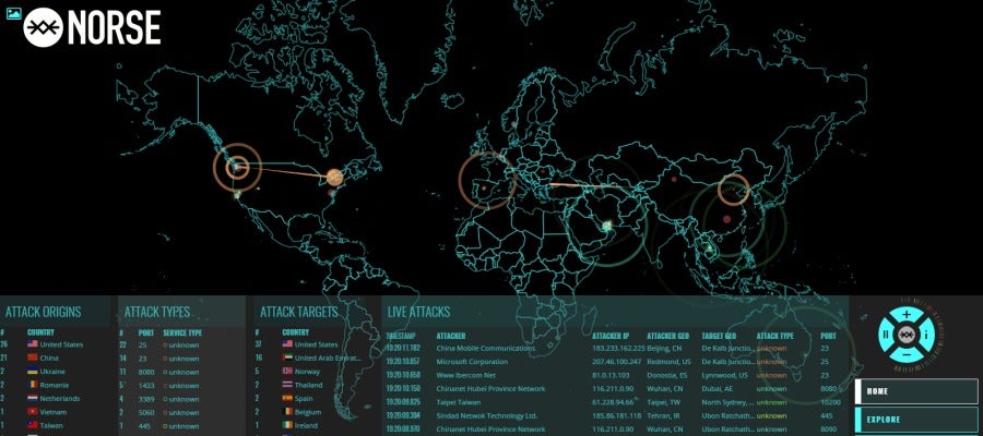 Mapa de ciberataques en tiempo real Mapa de ciberataques en tiempo real