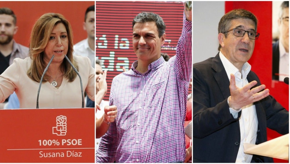 Susana Díaz, Pedro Sánchez y Patxi López