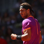 Rafa Nadal celebra un punto en su partido contra Novak Djokovic