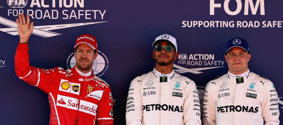 Vettel, Hamilton y Bottas, los más rápidos de la clasificación de España Vettel, Hamilton y Bottas, los más rápidos de la clasificación de España