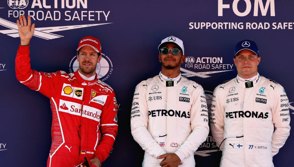 Vettel, Hamilton y Bottas, los más rápidos de la clasificación de España