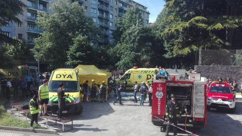 Simulacro de incendio y evacuaci&oacute;n en el Politecnico Easo. 