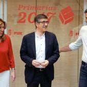  Los candidatos a la Secretaría General del PSOE, Susana Díaz, Patxi López y Pedro Sánchez