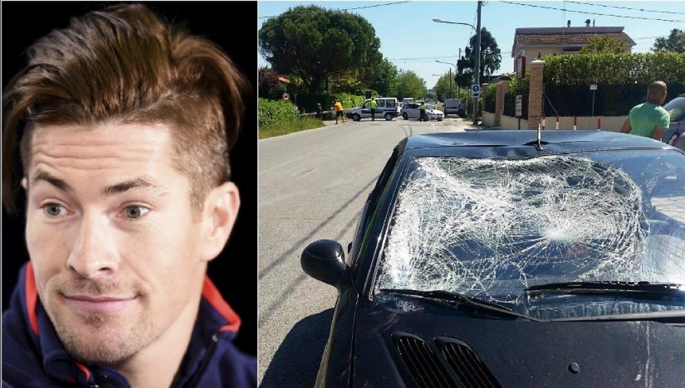 El piloto Nicky Hayden y el aspecto de cómo quedó el vehículo que le atropelló en Italia