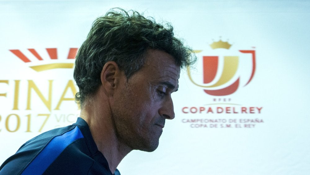 Luis Enrique, en la sala de prensa antes de la final de la Copa del Rey