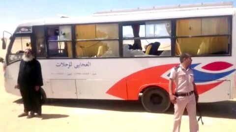 El autob&uacute;s en el que viajaban cristianos coptos en Egipto