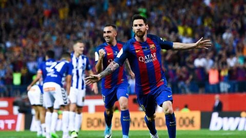 Leo Messi celebra un gol ante el Alav&eacute;s