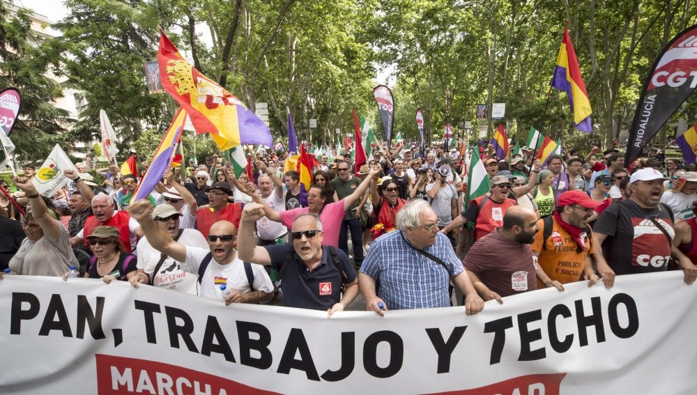 Manifestación que las Marchas de la Dignidad, que aglutinan a cuatro columnas procedentes de distintas partes de España