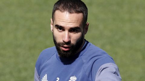 Dani Carvajal, en un entrenamiento con el Real Madrid