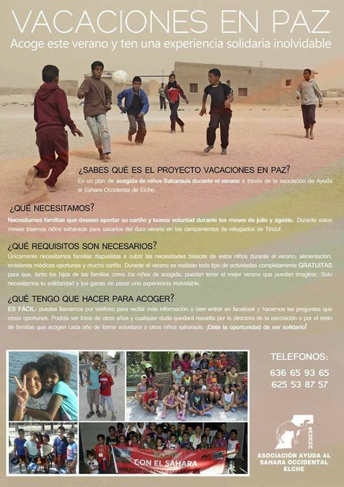 Santa Pola colabora económicamente por primera vez con la llegada de niños saharauis en verano Santa Pola colabora económicamente por primera vez con la llegada de niños saharauis en verano