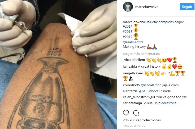 Marcelo se tatúa la 'Duodécima' y amplía su colección de Champions Marcelo se tatúa la 'Duodécima' y amplía su colección de Champions