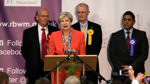 Primer iscurso de May tras conocer su victoria Primer iscurso de May tras conocer su victoria