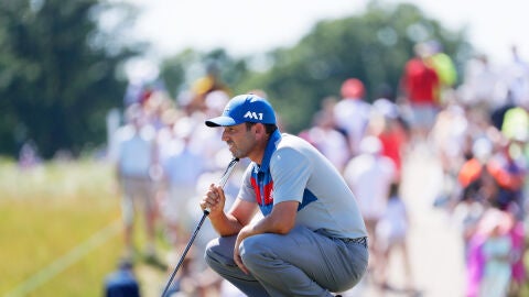 Sergio Garc&iacute;a, preparando un golpe durante el US Open