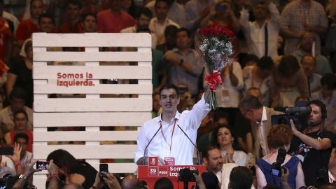Pedro S&aacute;nchez, nuevo secretario general del PSOE, durante el acto de clausura del Congreso Federal del partido, celebrado en Madrid