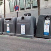 Contenedores para la recogida de distintos tipos de residuos en Madrid. Fuente: UCC-UPM.