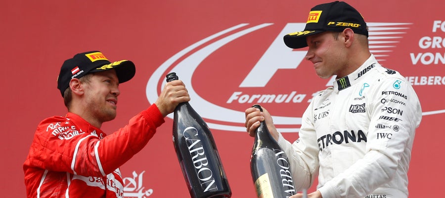 Vettel y Bottas, en el podio de Spielberg Vettel y Bottas, en el podio de Spielberg