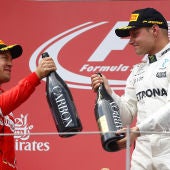 Vettel y Bottas, en el podio de Spielberg