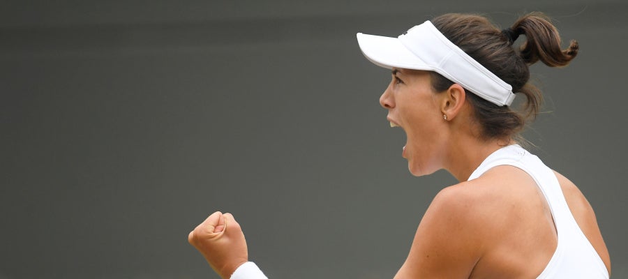 Muguruza celebra un punto ante Kuznetsova Muguruza celebra un punto ante Kuznetsova