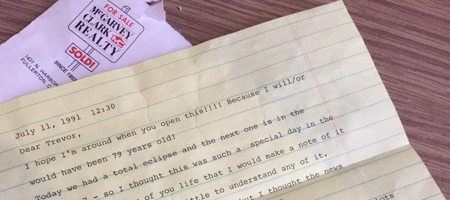 Carta que la abuela de Trevor le dejó escrita hace 26 años Carta que la abuela de Trevor le dejó escrita hace 26 años