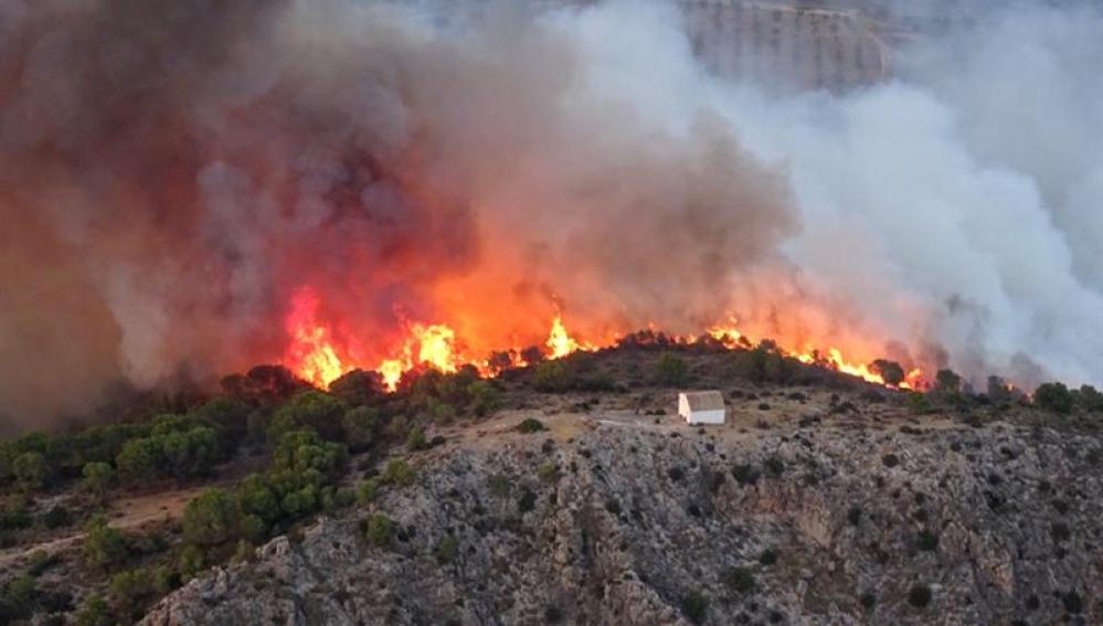 Incendio cerca de la localidad murciana de Calasparra
