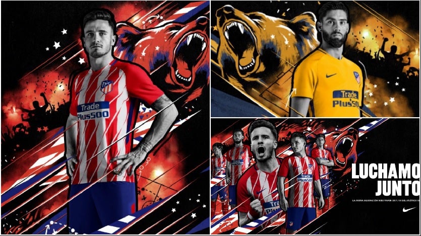 El Atlético de Madrid presenta su nueva camiseta con rayas rojiblancas y "zarpazos" El Atlético de Madrid presenta su nueva camiseta con rayas rojiblancas y "zarpazos"